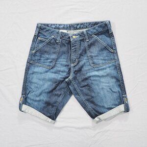 Carhartt Bermuda Shorts Womens 10 Blue Utility Work Street Stretch WB072 VNT